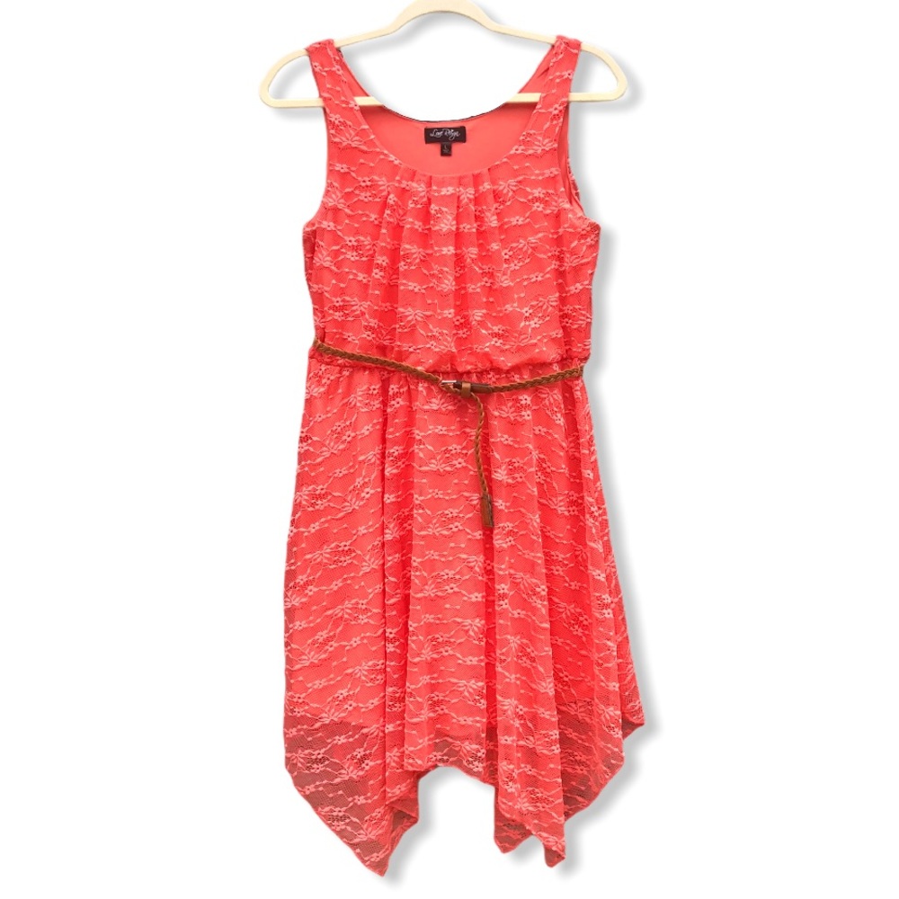 LOVE REIGN Casual Lace Dress Pink Coral Size Large